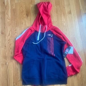 womens hooded patriots zip up sweatshirt new with tags